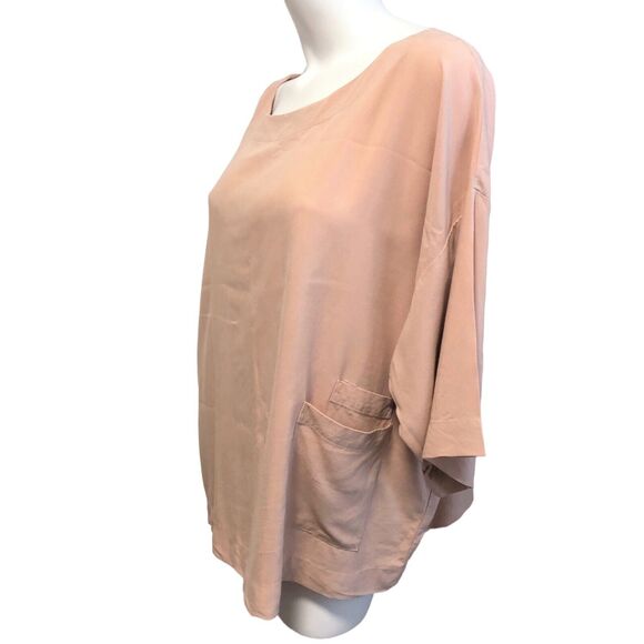 J.Jill Pure Jill Boxy Top Sz XL Peach Beige Modal Rayon Double Pocket Lagenlook - Picture 1 of 5